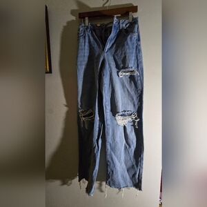 Garage Women's Distressed Blue Flare Jeans